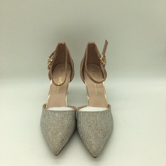 Eastanna Low Heel Pumps Pointy Toe Slip On Rhinestones Buckle Dress Shoes - Picture 1 of 10